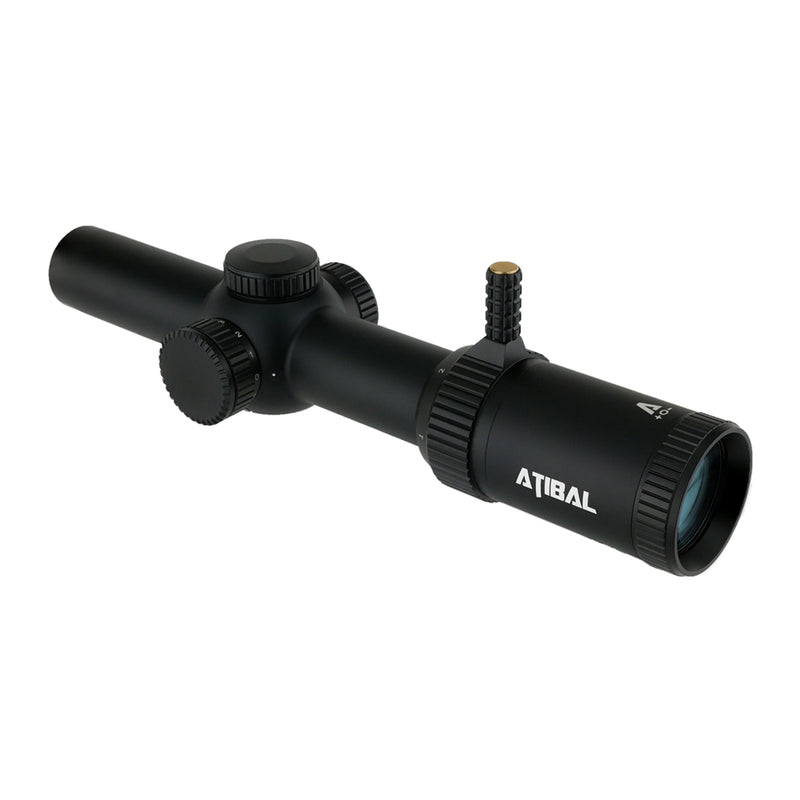 The Atibal XP6 1-6x24 Mirage is a First Focal Plane rifle scope with an illuminated reticle and integrated rapid view lever.  The XP6 features fully multi-coated lenses with our extra low dispersion ultra clear glass.  Engage short to medium distance targets confidently with the Atibal XP6.
